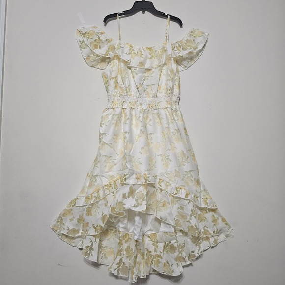 Layered With Love Dresses & Skirts - Layered With Love Women's Dress Plus Size 1X Yellow Off-Shoulder Ruffles Hi-Low